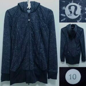 Lululemon Daily Practice Jacket 10 Large Samba Battleship Snake Hoodie Women's